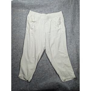 Old Navy 2X High Rise Straight Taper Beige Linen Blend Cropped Pants